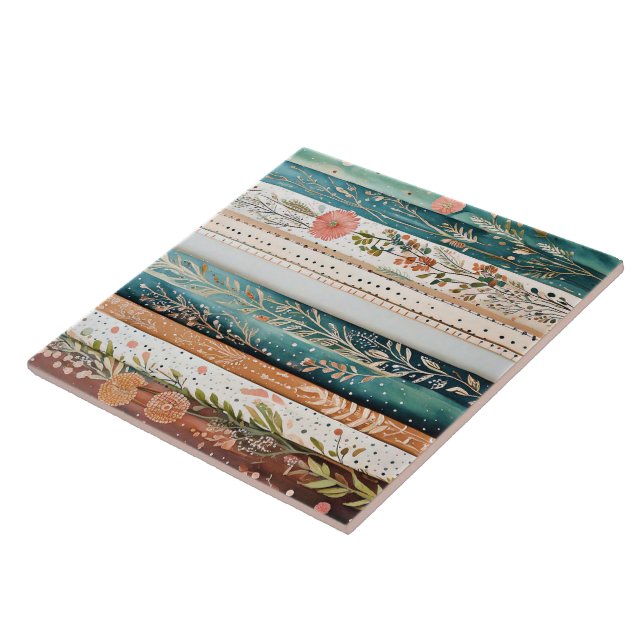 Shabby chic mixed patterns ceramic tile (Side)