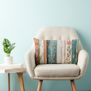 Shabby chic mixed patterns lumbar pillow