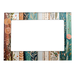 Shabby chic mixed patterns magnetic frame