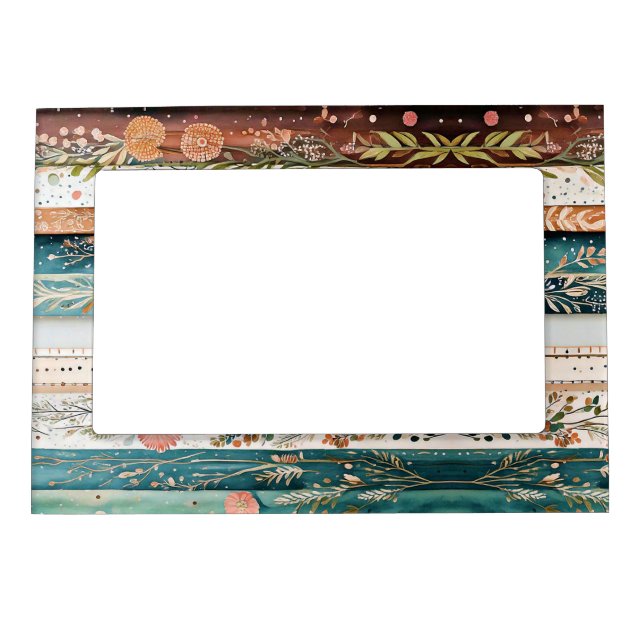 Shabby chic mixed patterns magnetic frame (Front)