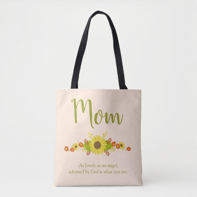 Shabby Chic Mom Sunflower Tote Bag (Front)