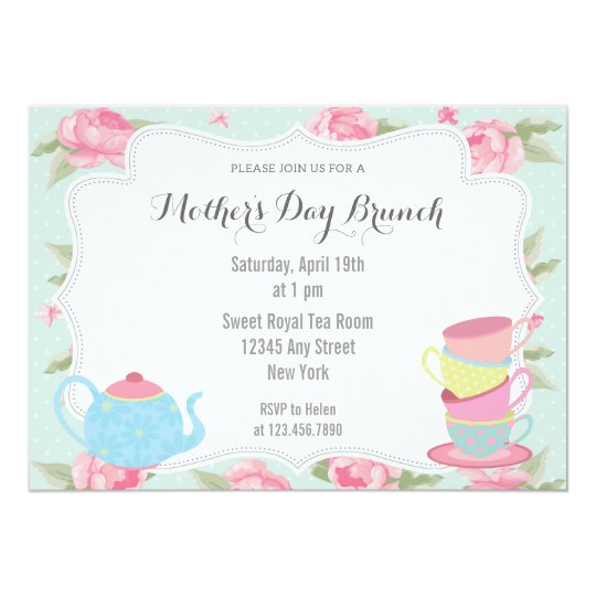 shabby chic mother s day brunch invitation blue zazzle com