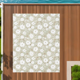 Shabby Chic Natural Stone Retro Daisy Patterned Outdoor Rug