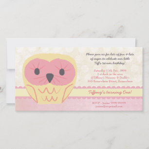 Shabby Chic Owl 1st Birthday Party Invite