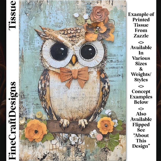 Shabby Chic Owl, Bow Tie, Floral DJ4R Decoupage Tissue Paper (Creator Uploaded)