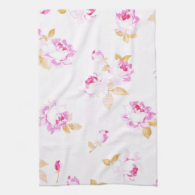 Shabby Chic Pale Pink Rose Kitchen / Bath Towel (Vertical)
