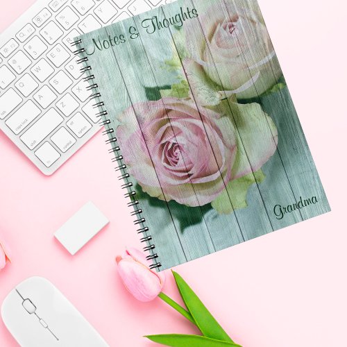 Shabby Chic Pale Pink Roses Notebook Journal