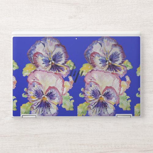 Shabby Chic Pansy Floral Navy Blue Laptop Skin