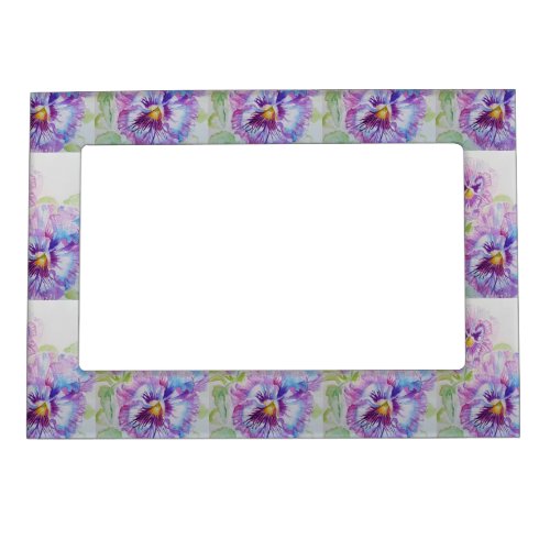 Shabby Chic Pansy Floral Purple art Magnetic Frame