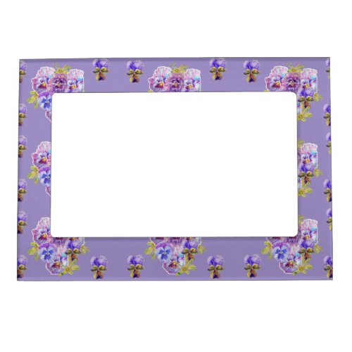 Shabby Chic Pansy Floral Purple Magnetic Frame