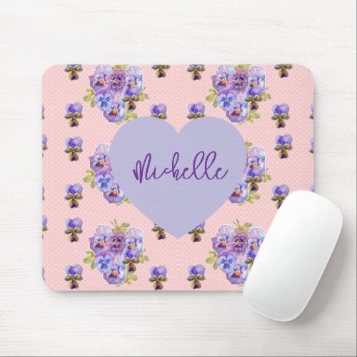 Shabby Chic Pansy Purple floral Mouse Mat Pad