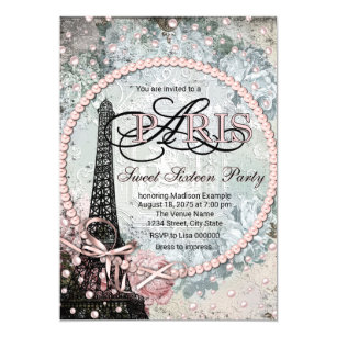 paris sweet 16 invitations zazzle