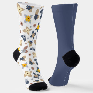 Shabby Chic Pastel Blue Floral Odd Mismatch Socks