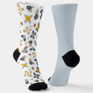 Shabby Chic Pastel Blue Floral Odd Mismatch Socks