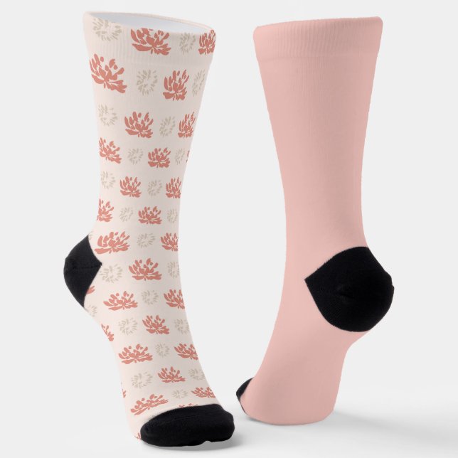Shabby Chic Pastel Peach Floral Odd Mismatch Socks (Angled)