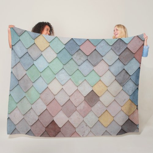 Shabby Chic Pastel Tiles Fleece Blanket