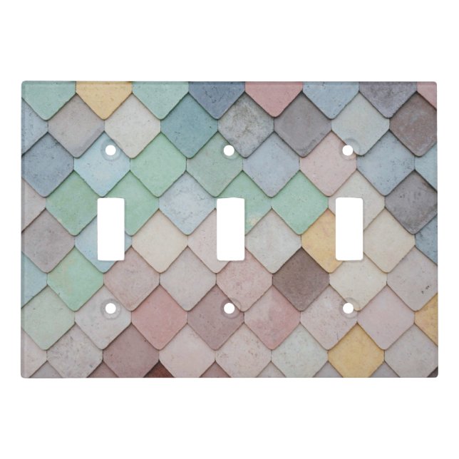 Shabby Chic Pastel Tiles Light Switch Cover (Front)