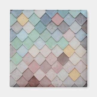 Shabby Chic Pastel Tiles Square Paper Coaster Magnet