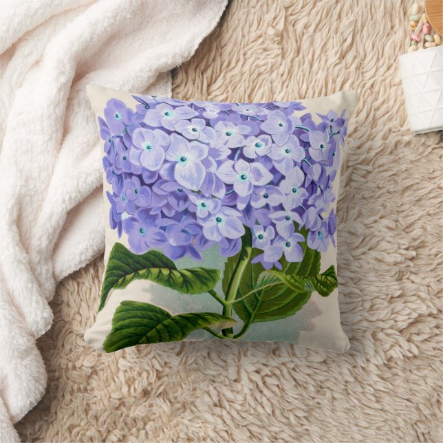 Shabby Chic Pastel Violet Light Purple Flowers Throw Pillow (Blanket)