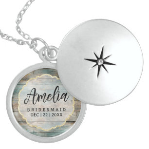 Shabby Chic Pastel Wood Bridesmaid Locket Necklace