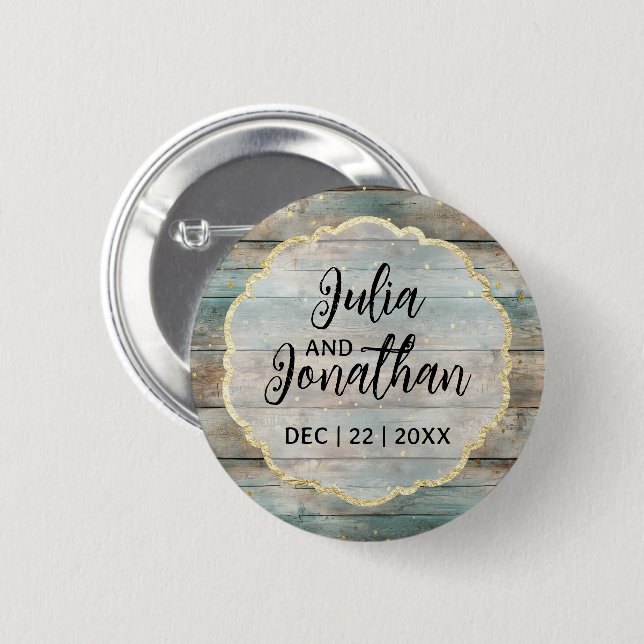 Shabby Chic Pastel Wood  Button (Front & Back)