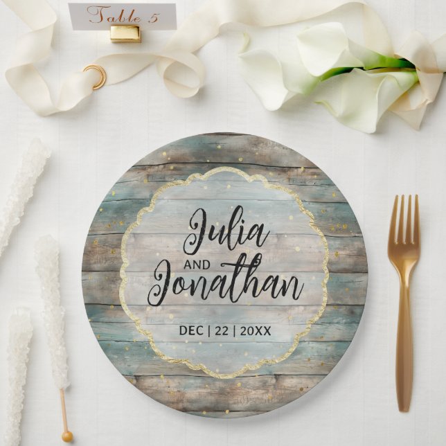 Shabby Chic Pastel Wood  Paper Plates (Wedding)
