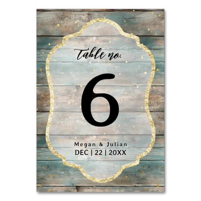 Shabby Chic Pastel Wood  Table Number (Front)