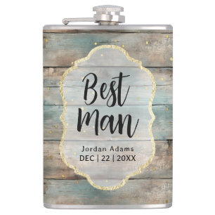 Shabby Chic Pastel Wood Wedding Best Man Flask