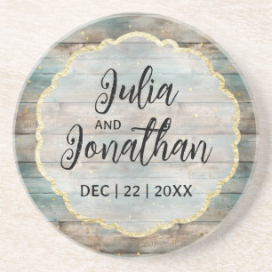 Shabby Chic Pastel Wood Wedding Coaster