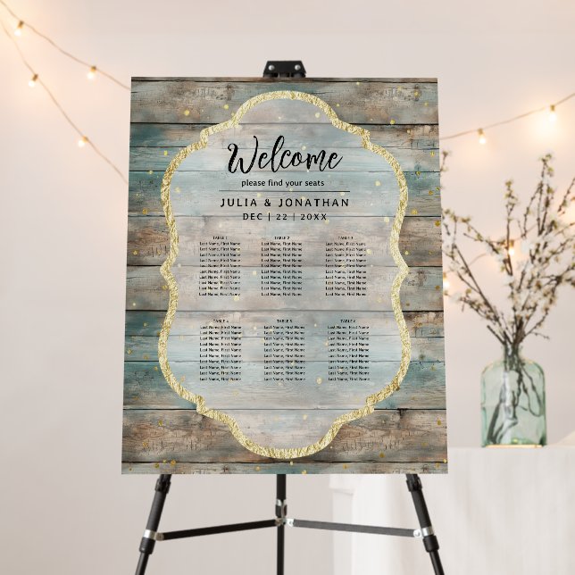 Shabby Chic Pastel Wood Wedding Seating Chart Foam Board (In Situ (Stand))