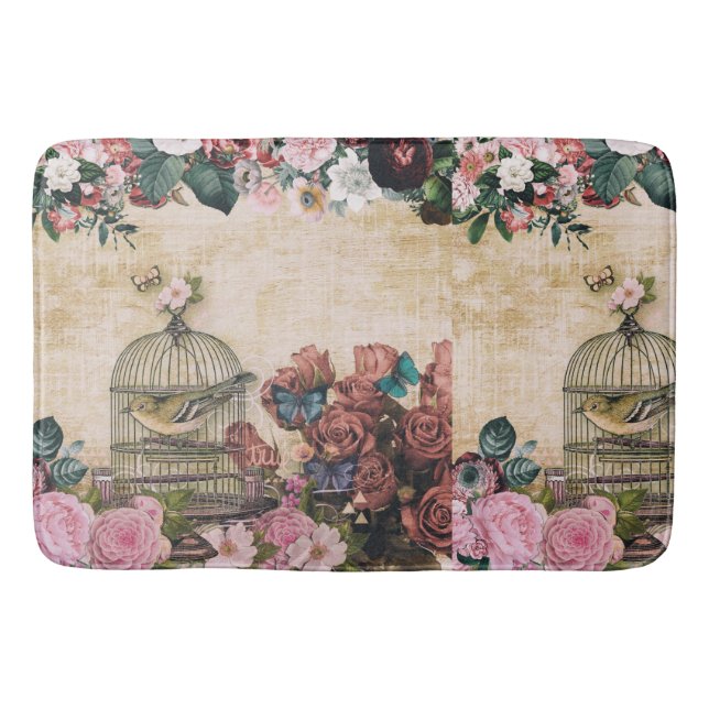 shabby chic,pattern,victorian,vintage collage,chic bath mat (Front)
