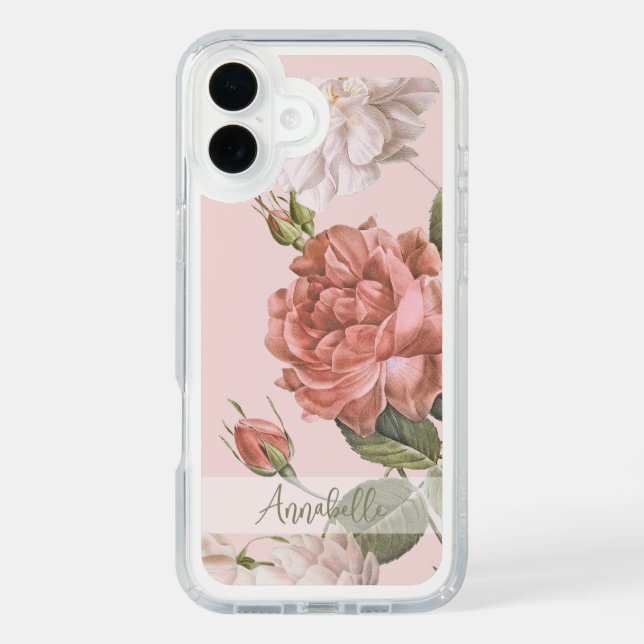 Shabby Chic Peach Blush Pink Roses Floral Pattern Speck iPhone Case (Front)