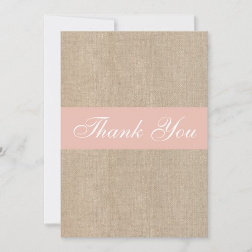 Shabby Chic Peach Burlap Thank You Card
