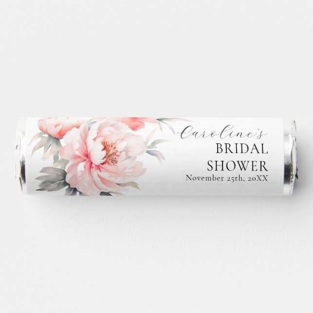 Shabby Chic Peonies Blush Pink BRIDAL SHOWER Breath Savers® Mints (Front)