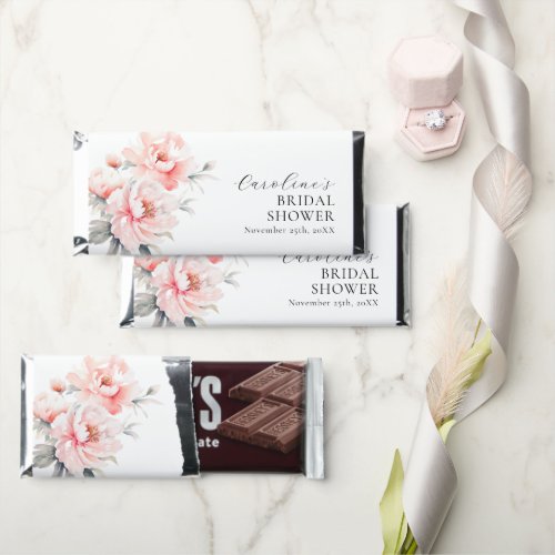 Shabby Chic Peonies Blush Pink BRIDAL SHOWER Hershey Bar Favors