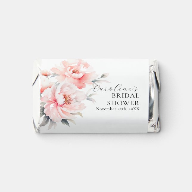 Shabby Chic Peonies Blush Pink BRIDAL SHOWER Hershey's Miniatures (Front)
