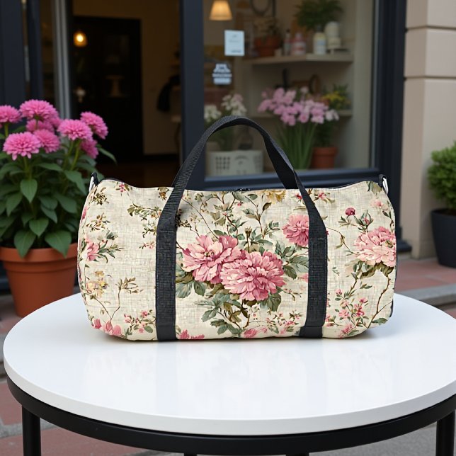 Shabby Chic Peony Print  Duffle Bag (Creator Uploaded)