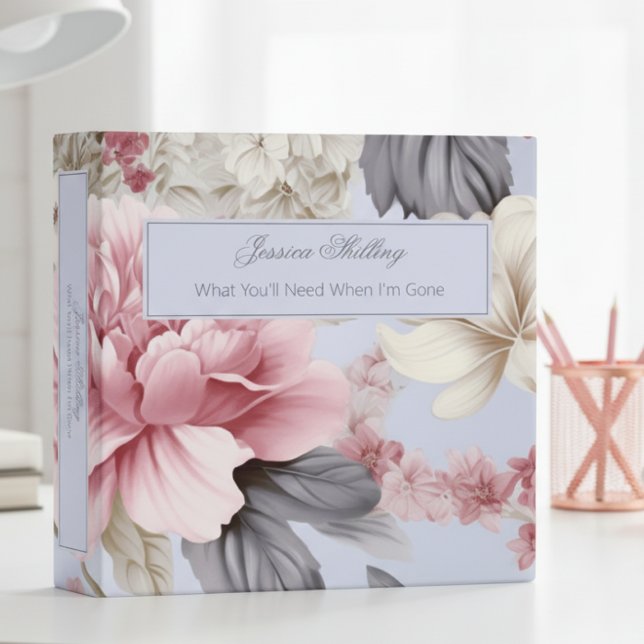 Shabby Chic Peri & Pink Floral End of Life Planner 3 Ring Binder (Shabby Peri & Pink Floral End of Life Planner)