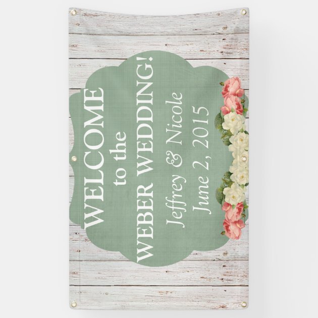 Shabby Chic Personalized Custom Wedding Banner