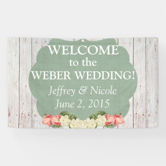 Shabby Chic Personalized Custom Wedding Banner