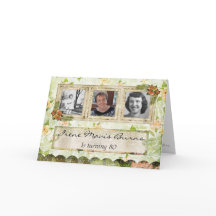 Shabby Chic Photo 80th Birthday Party Invitation