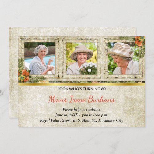 Shabby Chic Photo Birthday Party Invitation