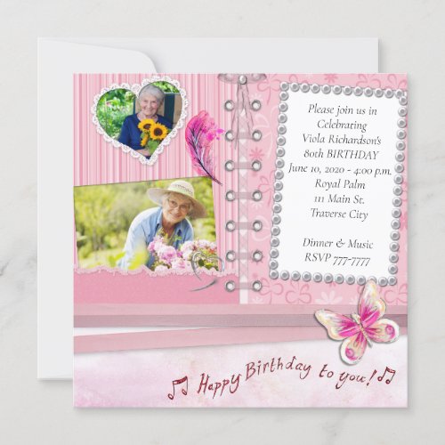 Shabby Chic Photo Birthday Party Invitation