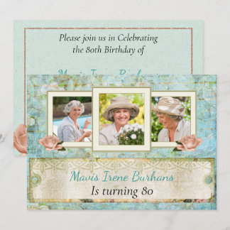 Shabby Chic Photo Birthday Party Invitation