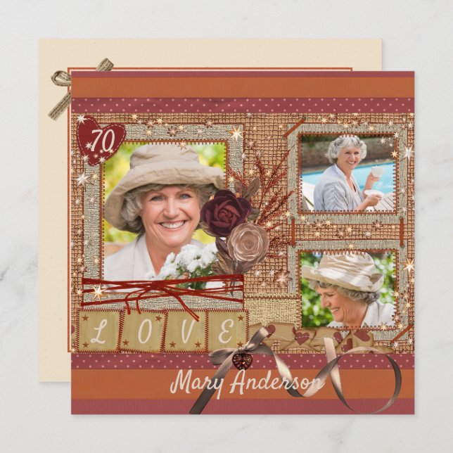 Shabby Chic Photo Birthday Party Invitation (Front/Back)