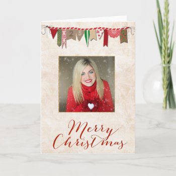 Shabby Chic Photo Christmas Card by ChristmasBellsRing at Zazzle
