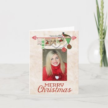 Shabby Chic Photo Christmas Card With Easy To Use by ChristmasBellsRing at Zazzle