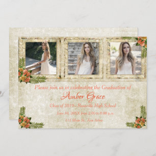 Shabby Chic Photo Graduation Party Invitation
