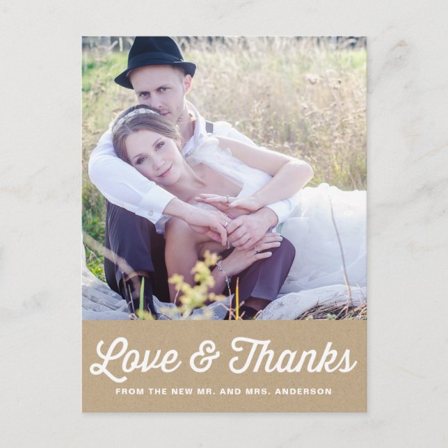 SHABBY CHIC | PHOTO WEDDING THANK YOU POSTCARD (Front)