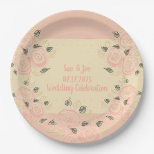Shabby Chic Pink and Peach With Cream Paper Plates
